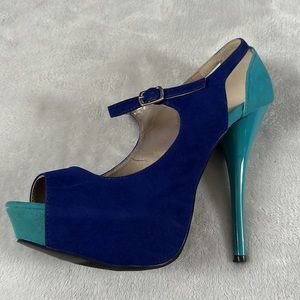 Quipid royal blue suede heels high heels fashion